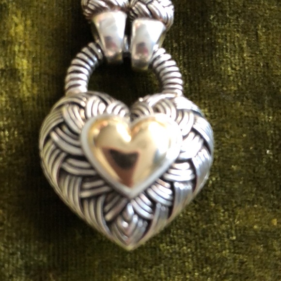 Andrea Candella Sterling and 14k gold large heart necklace. - Picture 5 of 15